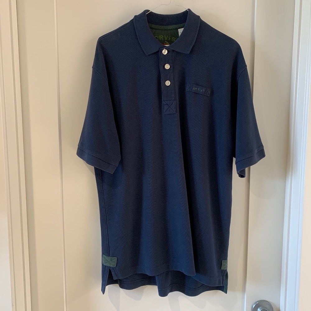 The Orvis Signature Polo in blue & army green
